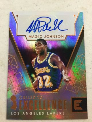 2017 - 18 Panini Essentials Magic Johnson Auto Autograph Card Lakers