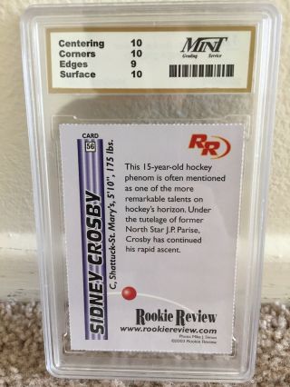 2003 Sidney Crosby Rookie Review,  56,  Graded 10 2