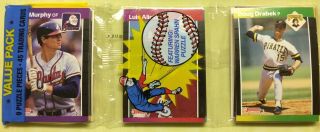 1989 Donruss Baseball Card Rack Pack Dale Murphy Luis Alicea Doug Drabek