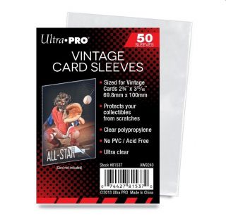 (500) Ultra Pro Vintage Card Sleeves Acid No Pvc 1952 - 1956 Topps / Bowman