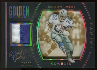 2016 Panini Black Gold Emmitt Smith Cowboys Golden Ground Game Patch - - 07/10