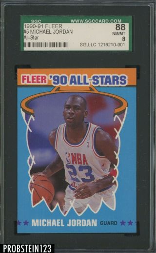 1990 - 91 Fleer Basketball 5 Michael Jordan Bulls All - Star Hof Sgc 88 Nm - Mt 8