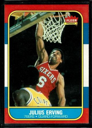 1986 - 87 Fleer Basketball Philadelphia 76ers Julius Erving Card Hof 31