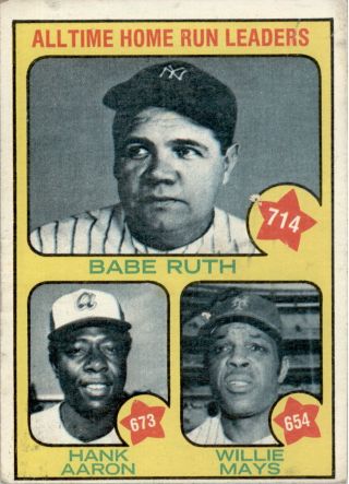 1973 Topps 1 Ruth/aaron/willie Mays All - Time Home Run Leaders Vg - Ex D304145