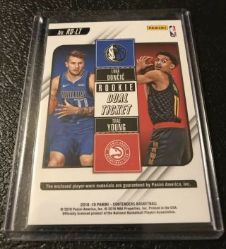 2018 - 19 Panini Contenders Basketball LUKA DONCIC/TRAE YOUNG Rookie Dual Ticket 2