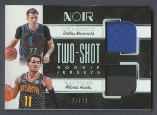 2018 - 19 Panini Noir Two - Shot Luka Doncic Trae Young Rc Rookie Jersey 75/99