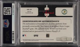 2005 Playoff Absolute Memorabilia Heroes Jose Canseco PATCH /15 PSA 8 (PWCC) 2