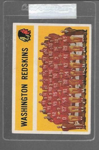 1960 Topps Football 132 Team Card Redskins 10922