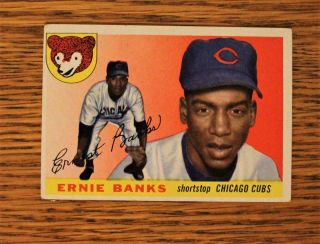 1955 Topps 28 Ernie Banks Chicago Cubs Hof Baseball Card Ex