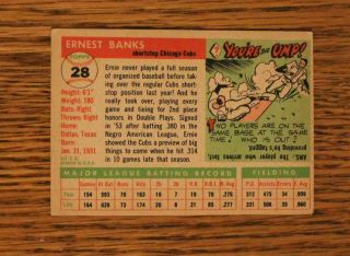 1955 Topps 28 Ernie Banks Chicago Cubs HOF Baseball Card Ex 5