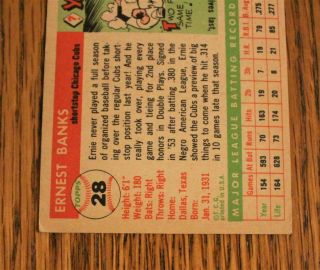 1955 Topps 28 Ernie Banks Chicago Cubs HOF Baseball Card Ex 6