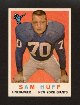 1959 Topps 51 Sam Huff - York Giants Hof Rookie Rc - Dead Centered - Nm,