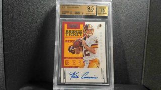 2012 Panini Contenders Kirk Cousins Rookie Ticket Auto Bgs 9.  5 With 10 Auto Rc