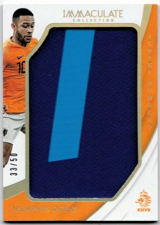 2018 - 19 Panini Immaculate Memphis Depay Jersey Numbers Patch /75 Netherlands