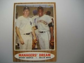 1962 Topps Managers Dream Mickey Mantle/ Willie Mays Baseball Card Vg Plus