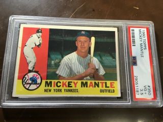 1960 Topps Mickey Mantle 350 Psa 3.  5 Vg,  High End