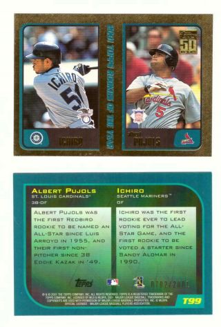 2001 Topps Traded Gold Albert Pujols / Ichiro Suzuki Rookie Card T99 - 0702/2001