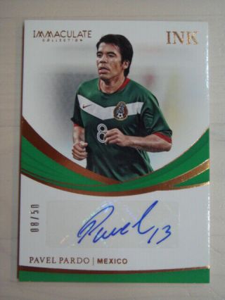 2018 - 19 Immaculate Soccer Pavel Pardo Ink Auto 08/50 Jersey Number 1/1 Mexico