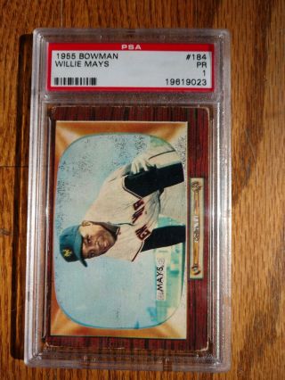 Willie Mays 1955 Bowman 184 Psa 1 Poor Like Bvg Sgc - Great Card