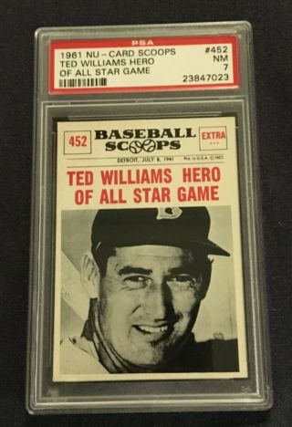 1961 Nu - Card Scoops Psa 7 Nm Ted Williams 452