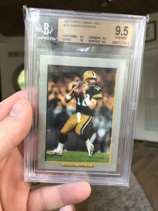 2005 Topps Turkey Red Aaron Rodgers Rookie Rc Bgs 9.  5 Gem Packers Non Auto Sp