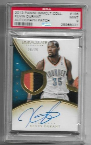 2013 - 14 Panini Immaculate Kevin Durant Auto Patch D /75 Psa 9 Hot