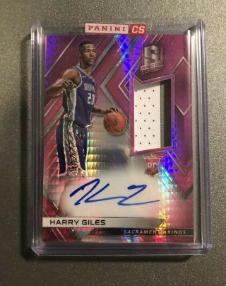 2017 - 18 Panini Spectra Harry Giles Neon Pink Rookie Rc Jersey Patch Auto /25