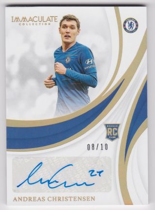 2018 - 19 Panini Immaculate Rookie Autographs Gold Auto Andreas Christensen 08/10