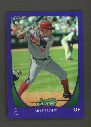 2011 Bowman Chrome Purple Refractor Mike Trout Angels Rc Rookie