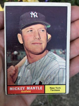 1961 Topps Mickey Mantle 300 Very Good,  Light Crease Left Side