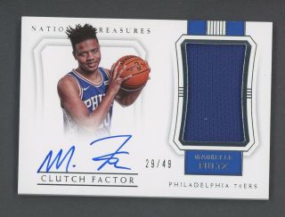 2017 - 18 National Treasures Clutch Factor Markelle Fultz 76ers Rc Jersey Auto /49