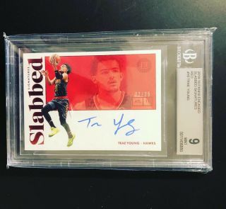 2018 - 19 Panini Encased Auto Trae Young 02/25 Red Slabbed Signature Bgs 9/10