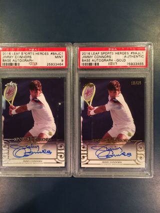 2016 Leaf Sports Heroes Base And Gold Jimmy Connors Psa 9 And 1
