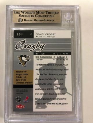 2005/06 Fleer Ultra 251 Sidney Crosby Rookie Card RC SSP BGS 9.  5 Gem 2