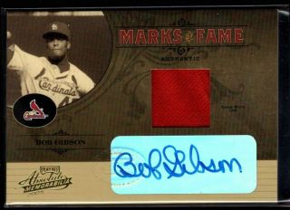 Bob Gibson /5 Auto Prime Patch Game Worn 2005 Absolute Marks Of Fame Autograph