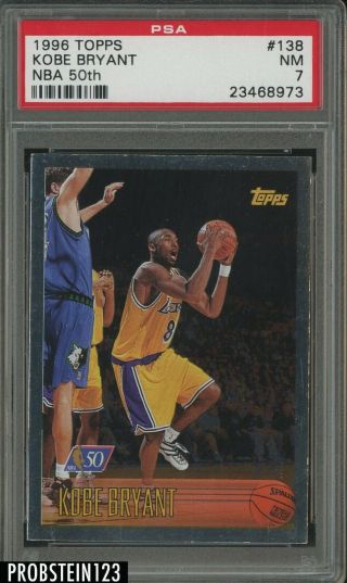 1996 - 97 Topps Nba 50th 138 Kobe Bryant Los Angeles Lakers Rc Rookie Psa 7 Nm