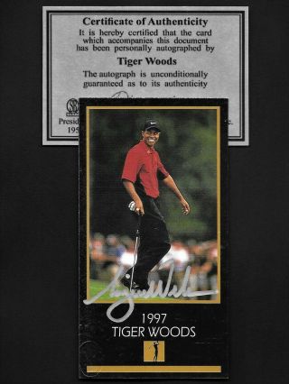 Tiger Woods 1997 Hand Signed Rookie Autograph Card W/coa