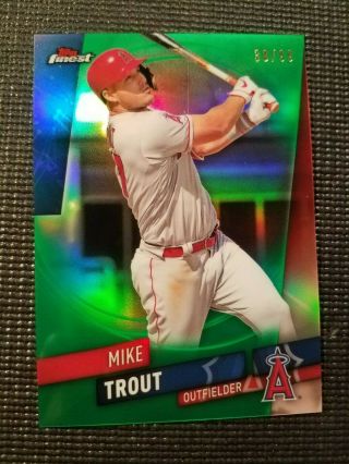 2019 Topps Finest Mike Trout Green Parallel Numbered 38/99
