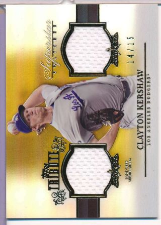 2013 Topps Tribute Clayton Kershaw Superior Swatch Dual Jersey 14/15 C2274