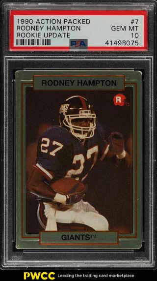 1990 Action Packed Rookie Update Rodney Hampton Rookie Rc 7 Psa 10 Gem (pwcc)