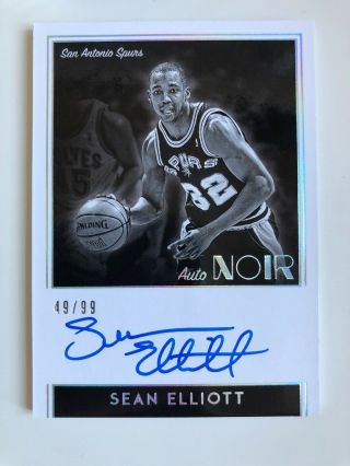 18 - 19 Noir Black And White Sean Elliott Autograph Auto Card 49/99