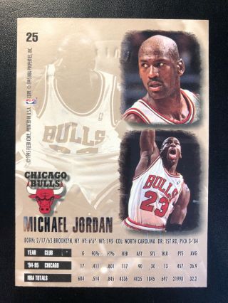 Michael Jordan 1995 - 96 Fleer Ultra Gold Medallion Edition Card 25 VERY GOOD 2