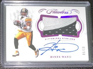 2018 Panini Flawless Hines Ward Auto Autograph 2 Clr Patch 05/10 Steelers Legend