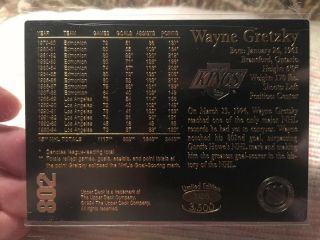 1994 Upper Deck WAYNE GRETZKY 24KT Gold Commemorative 802 Goal Card D /3,  500 2