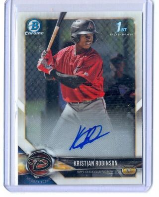 Kristian Robinson 2018 Bowman Chrome 1st On Card Auto Autograph Rookie Rc