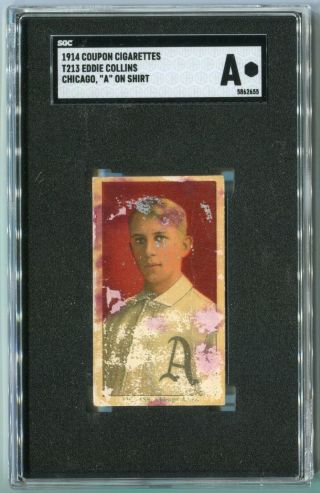 1914 T213 Coupon Type 2 Eddie Collins - Chicago,  " A " On Shirt - Sgc A