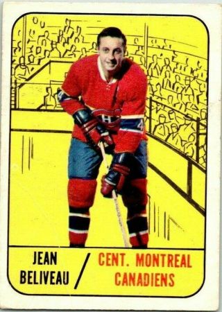 1967 - 68 Topps Jean Beliveau 74 Good Vintage Hockey Card