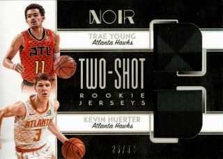 Trae Young Kevin Huerter 2018 - 19 Panini Noir Two - Shot Dual Jersey Rc 25/99 Hawks