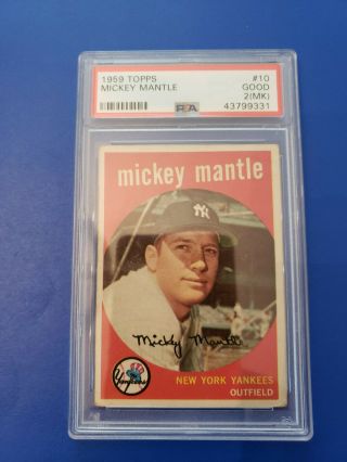 1959 Topps 10 Mickey Mantle Psa 2