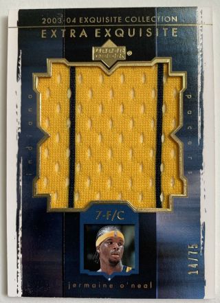 2003 - 04 Upper Deck Exquisite Jermaine O’neal Extra Exquisite Jersey 14/75 Pacers